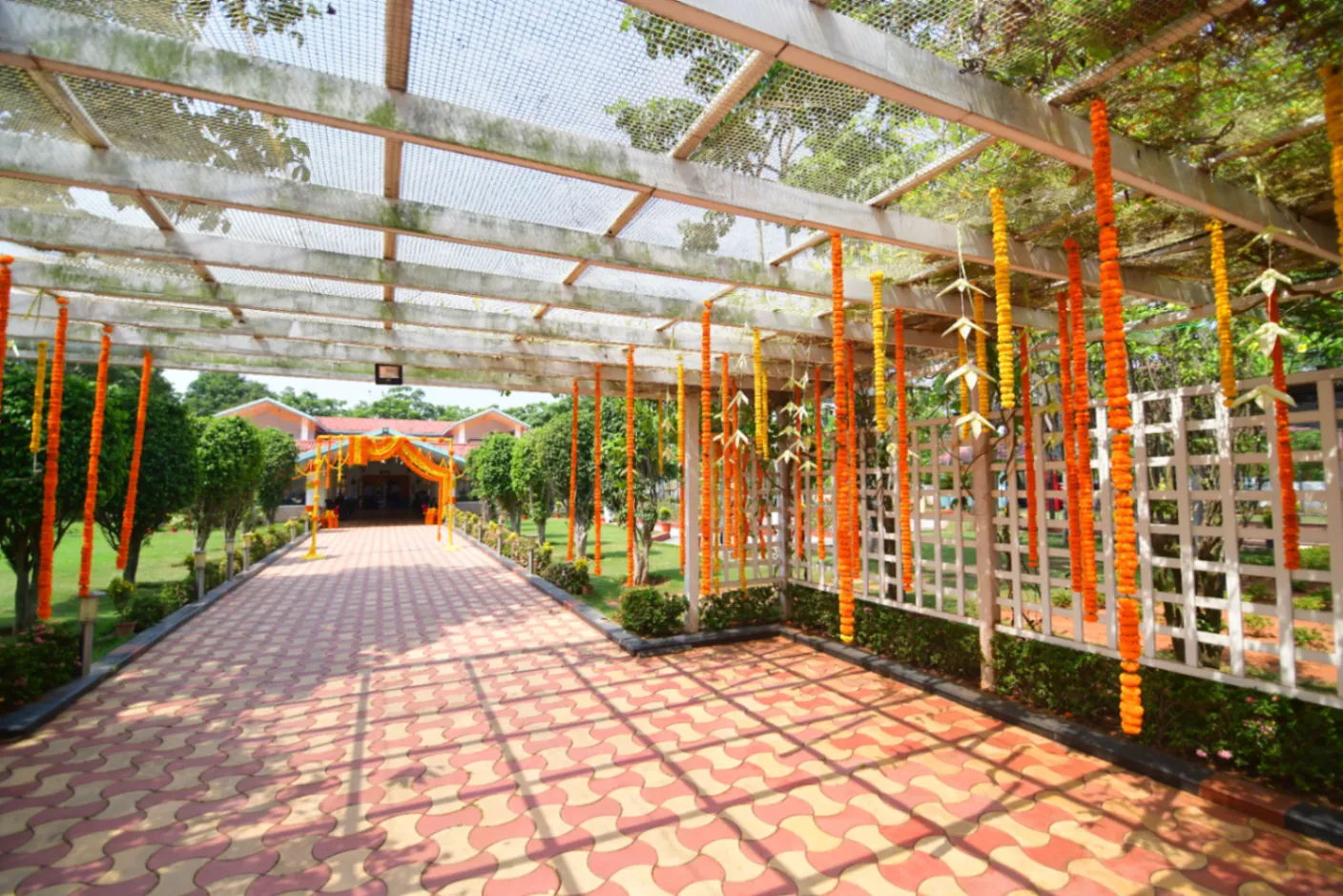 Pergola with floral garlands